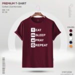 Premium Quality Cotton T-Shirt (Eat Sleep Pray Repeat) - Image 4