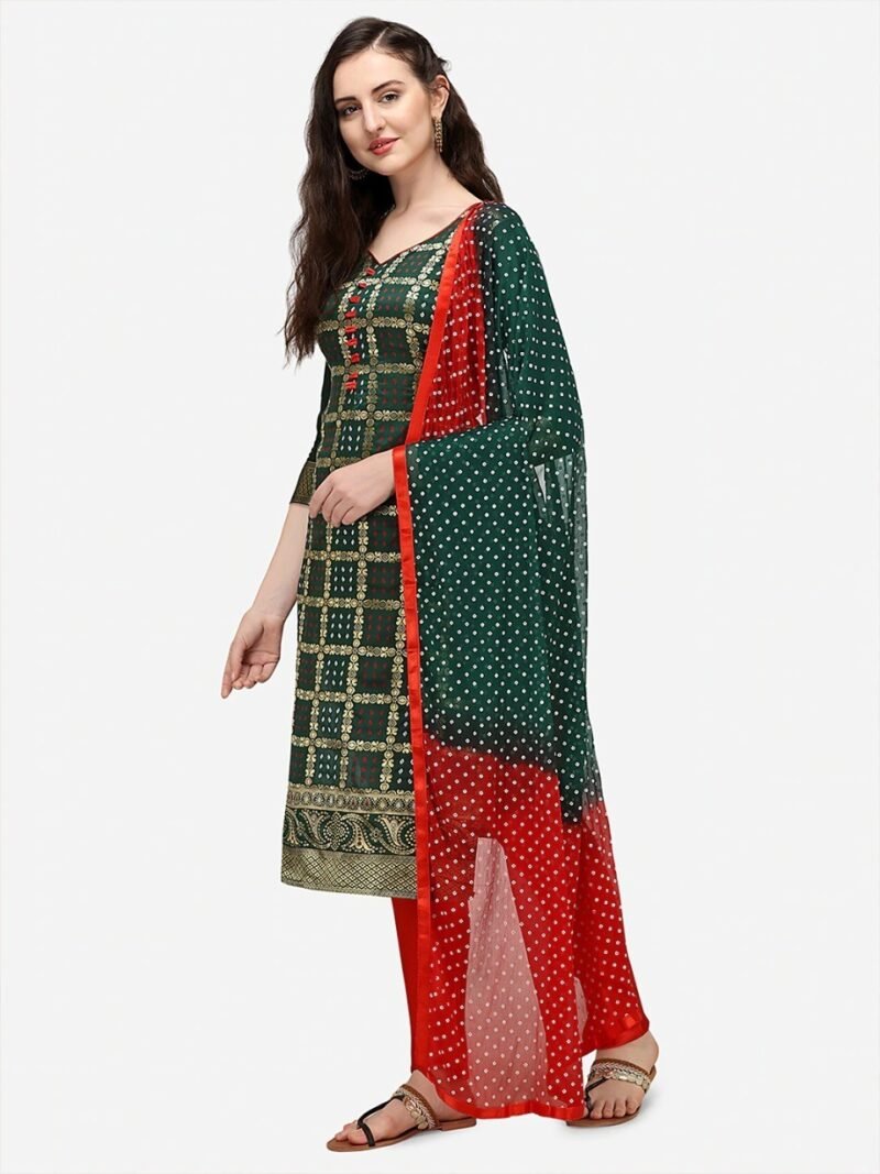 Pure AC Cotton Fabric High Quality Printed Three Piece With Dyeing Dupatta - Image 2