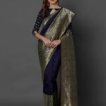 Printed Silk Saree With Blouse Piece For Women