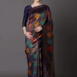 Printed Silk Saree With Blouse Piece For Women