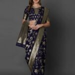 Printed Silk Saree With Blouse Piece For Women