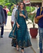 New Heavy Organza Fabric Butter Fly inner Embroidery Semi-Stitched Salwar Suit