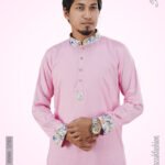 Premium Quality Solid Color Luxury Design Contrast Pink Panjabi