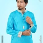 Premium Quality Solid Color Luxury Design Contrast Turkish Blue Panjabi