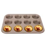 Baking Mould Gold Large 12-Hole Non-Stick Cup Iron Baking Pan Cake Mould