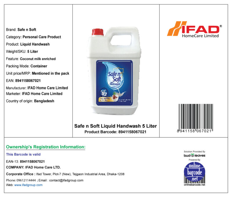 Liquid Handwash (Safe n Soft) - Image 3