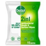 Dettol 2 in 1 Antibacterial Hand & Surface Disinfectant Wipes