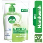 Dettol Handwash Aloe Vera 170ml Refill, Liquid Soap with Aloe Vera Extract