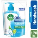 Dettol Handwash Cool 170ml Refill, pH-Balanced Liquid Soap with Menthol