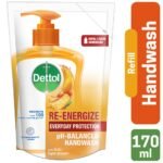 Dettol Handwash Re-energize 170ml Refill, pH-Balanced Liquid Soap formula