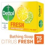 Dettol Soap Citrus Fresh 75gm Bathing Bar, Soap with Orour Protection