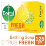 Dettol Soap Citrus Fresh 125gm Bathing Bar, Soap with Orour Protection