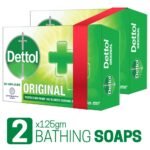 Dettol Soap Original Pack of 2 (125gm X 2), Bathing Bar Soaps with protection from 100 illness-causing germs