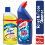 Harpic Toilet Cleaner 750ml and Lizol Citrus 500 ml Double Surokkha