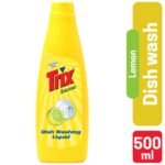 Trix Dishwashing Liquid 500ml Bottle Lemon Fragrance for Scratch-Free Sparkling Clean Dishes, removes grease stains with power-rich thick foam