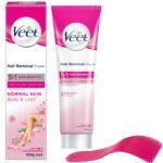 Veet Hair Removal Cream 100gm Normal Skin for Body & Legs, Get Salon-like Silky Smooth Skin with 5 in 1 Skin Benefits