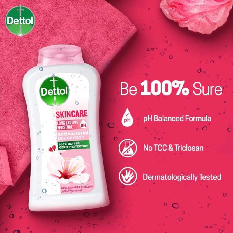 Dettol Antibacterial Body Wash Skincare Rose & Sakura Blossom with 8 Hours Long Lasting Moisture 250ml Shower Gel - Image 2