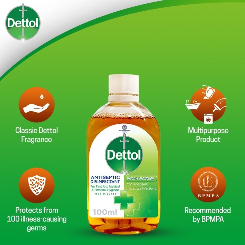Dettol Antiseptic Disinfectant Liquid 100ml for First Aid, Medical & Personal Hygiene- use diluted - Image 2