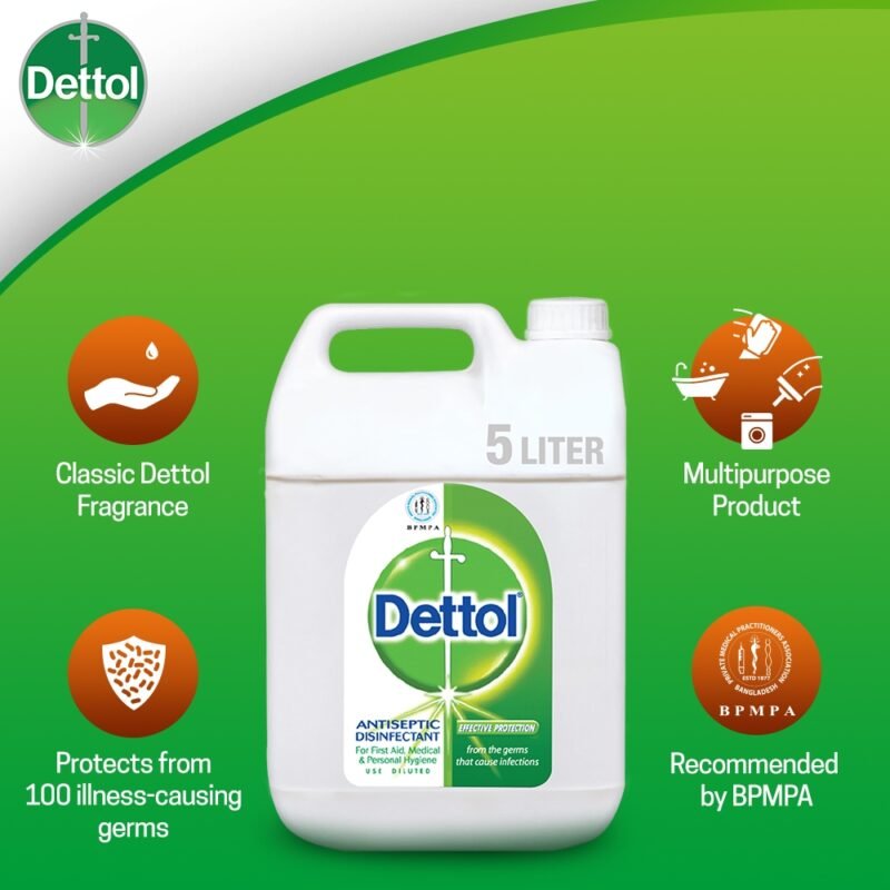 Dettol Antiseptic Disinfectant Liquid 5L for First Aid, Medical & Personal Hygiene- use diluted - Image 2