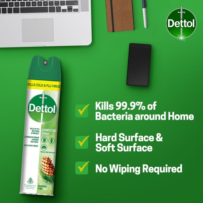 Dettol Disinfectant Spray Original Pine Fragrance, Sanitizer for Hard & Soft Surfaces, 225ml - Image 2