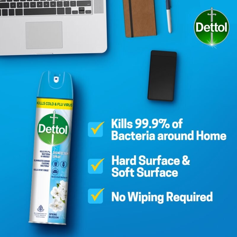 Dettol Disinfectant Spray Spring Blossom Fragrance, Sanitizer for Hard & Soft Surfaces, 225ml - Image 2