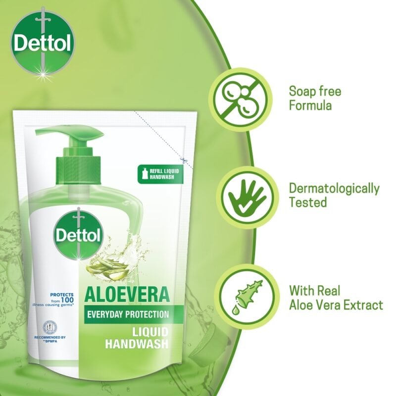 Dettol Handwash Aloe Vera 170ml Refill, Liquid Soap with Aloe Vera Extract - Image 2