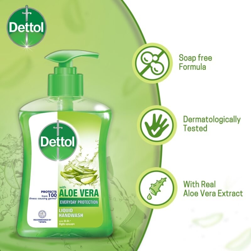 Dettol Handwash Aloe Vera 200ml Pump, Liquid Soap with Aloe Vera Extract - Image 2