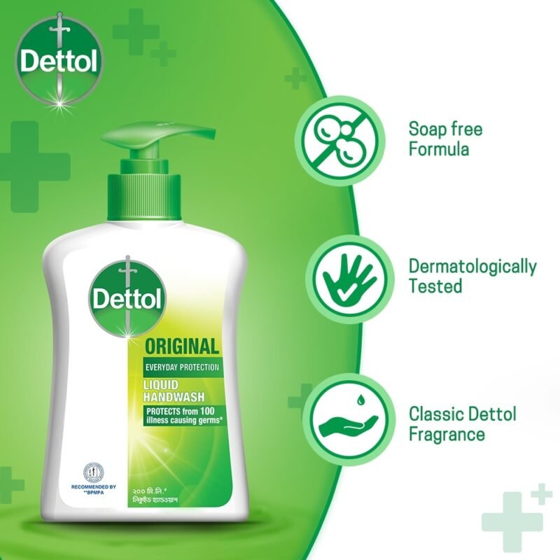 Dettol Handwash Original 200ml Pump, Liquid Soap with protection from 100 illness-causing germs - Image 2
