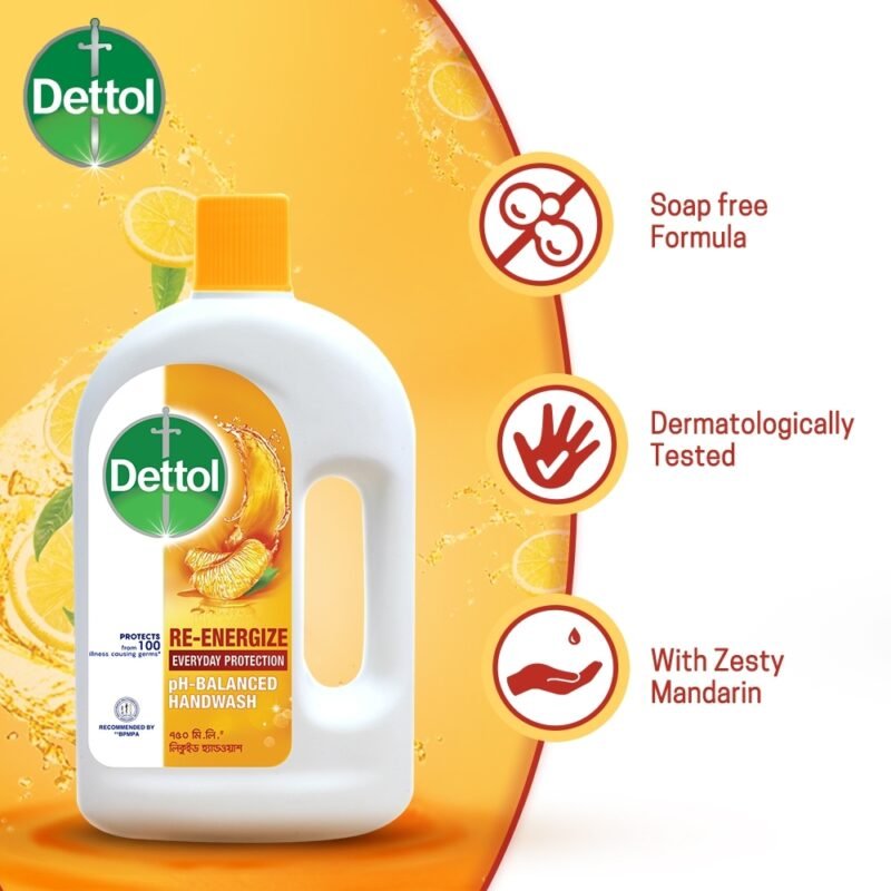 Dettol Handwash Re-energize 750ml Refill, pH-Balanced Liquid Soap formula - Image 2