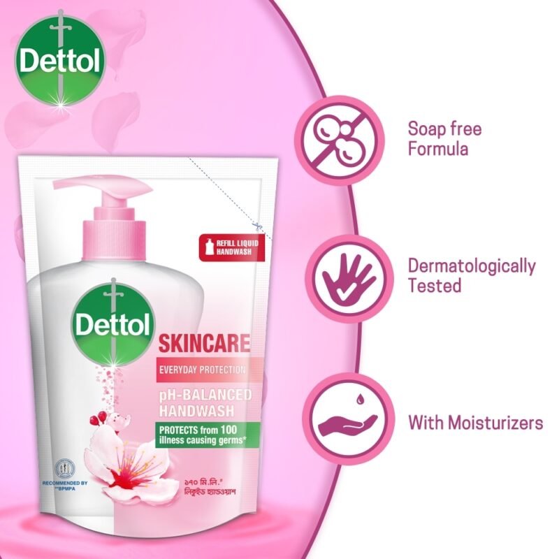 Dettol Handwash Skincare 170ml Refill, pH-Balanced Liquid Soap with Moisturizers - Image 2