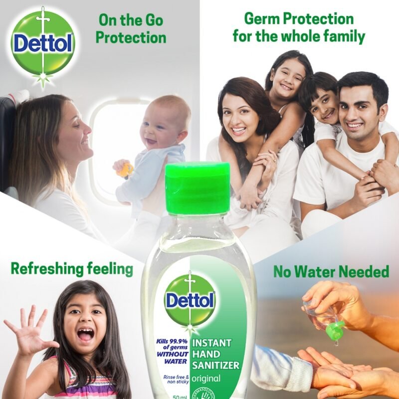 Dettol Instant Hand Sanitizer, Made in Thailand, Kills 99.9% Germs Without Water, 50ml - Image 2