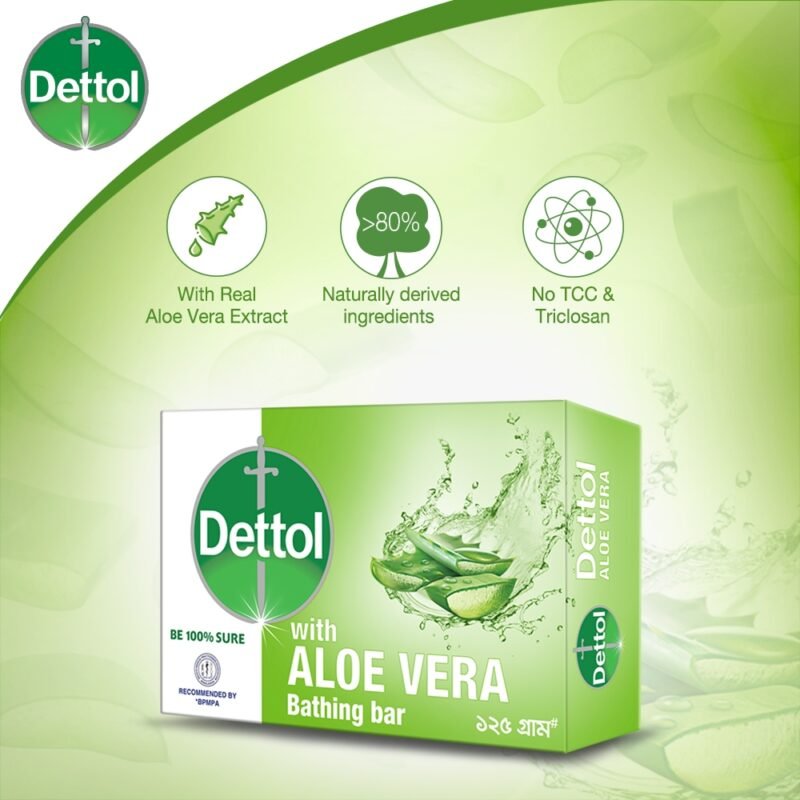 Dettol Soap Aloe Vera 125gm Bathing Bar, Soap with Aloe Vera Extract - Image 2