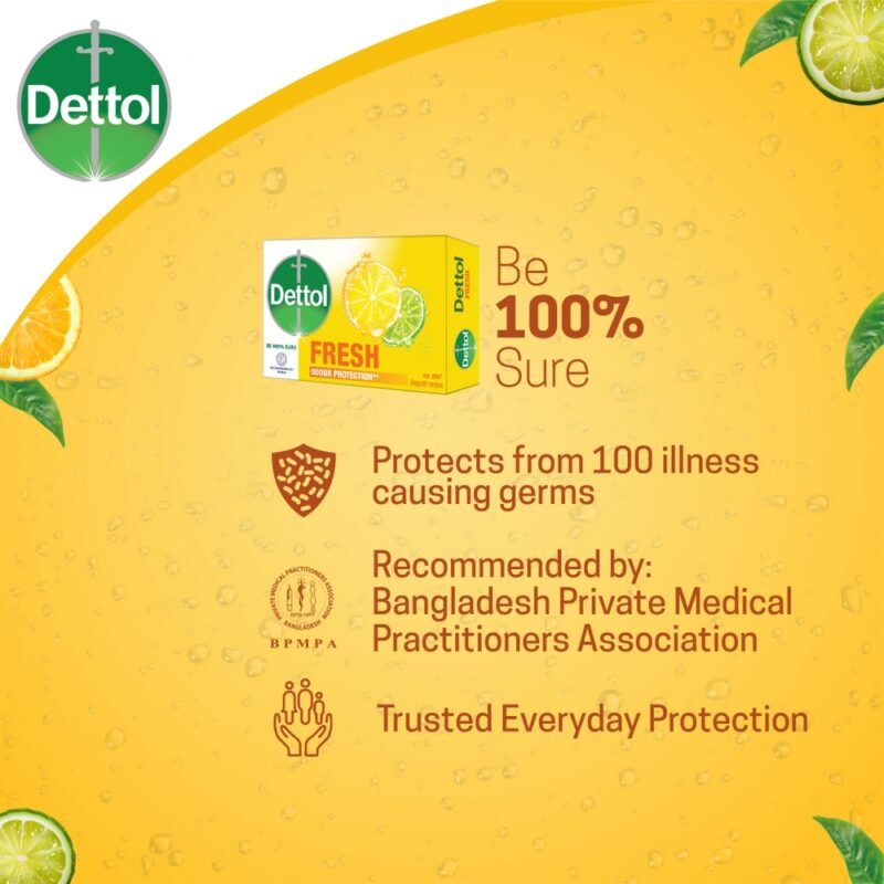 Dettol Soap Citrus Fresh 75gm Bathing Bar, Soap with Orour Protection - Image 2