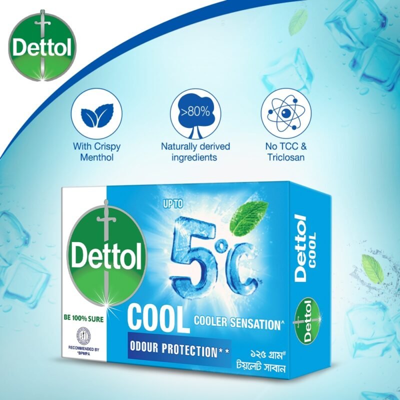 Dettol Soap Cool 125gm Bathing Bar, Soap with Crispy Menthol - Image 2