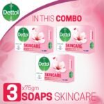 Dettol Soap Skincare Pack of 3 (75gm X 3), Bathing Bar Soaps with Moisturizers - Image 2