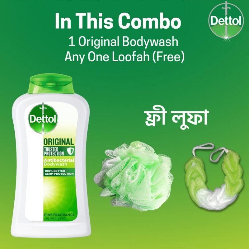 Dettol Antibacterial Body Wash Loofah Free Shower Gel Original Pine Fragrance with Trusted Protection 250ml - Image 2