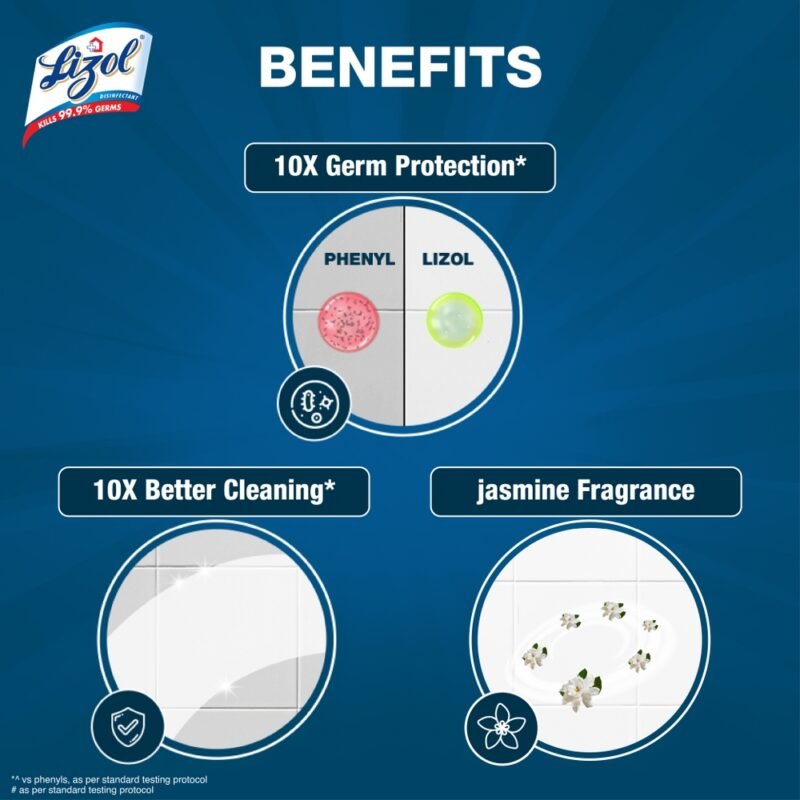 Lizol Disinfectant Floor & Surface Cleaner 500ml Jasmine, Kills 99.9% Germs - Image 2