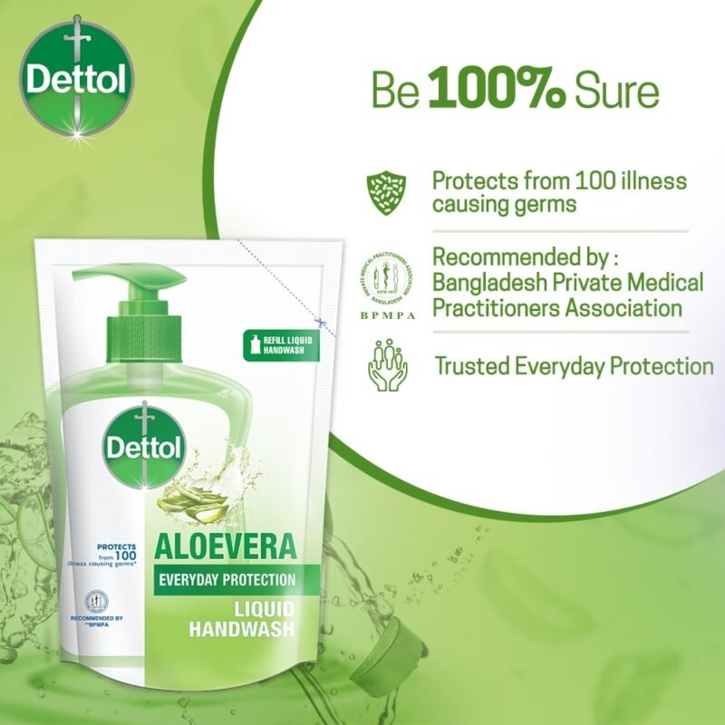 Dettol Handwash Aloe Vera 170ml Refill, Liquid Soap with Aloe Vera Extract - Image 3