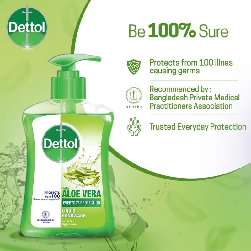 Dettol Handwash Aloe Vera 200ml Pump, Liquid Soap with Aloe Vera Extract - Image 3