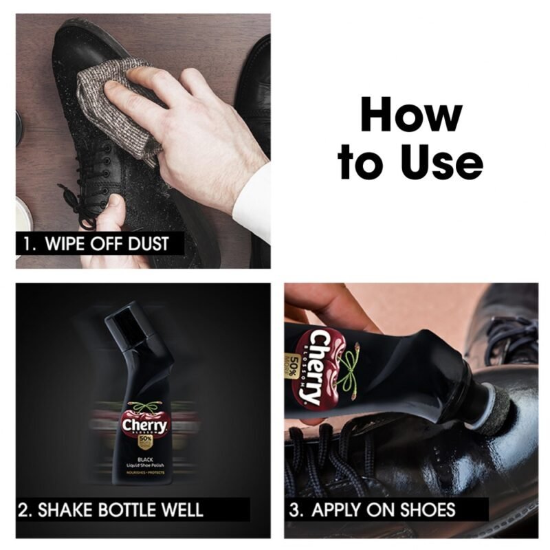 Cherry Shoe Polish Black 75ml - Image 3