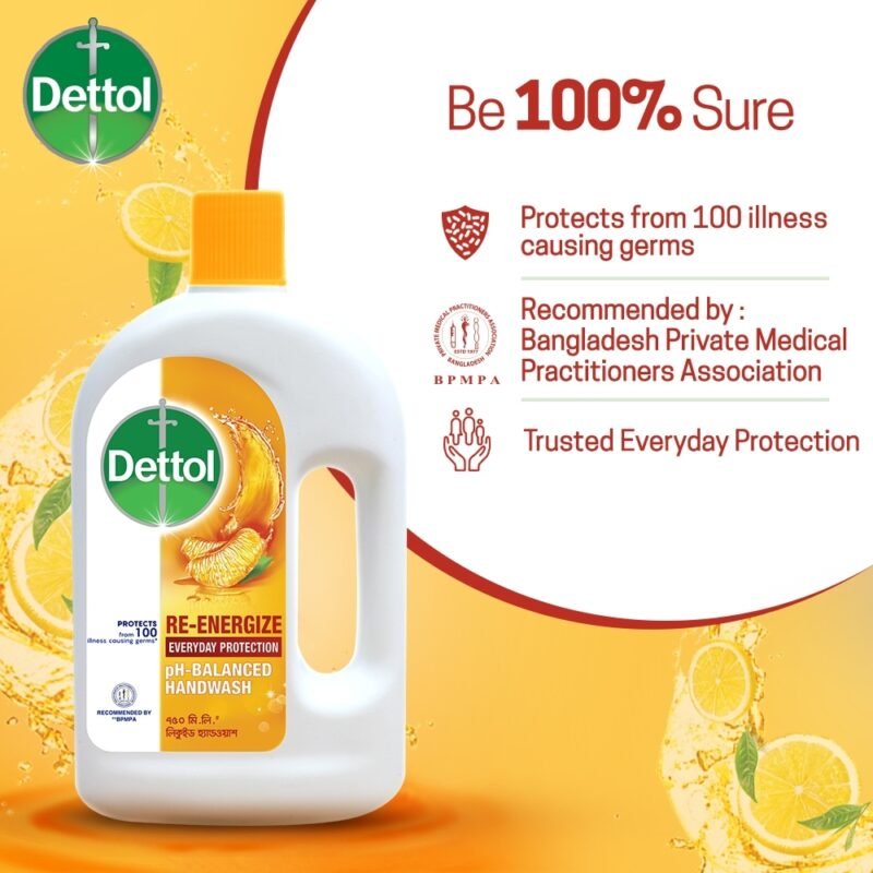 Dettol Handwash Re-energize 750ml Refill, pH-Balanced Liquid Soap formula - Image 3