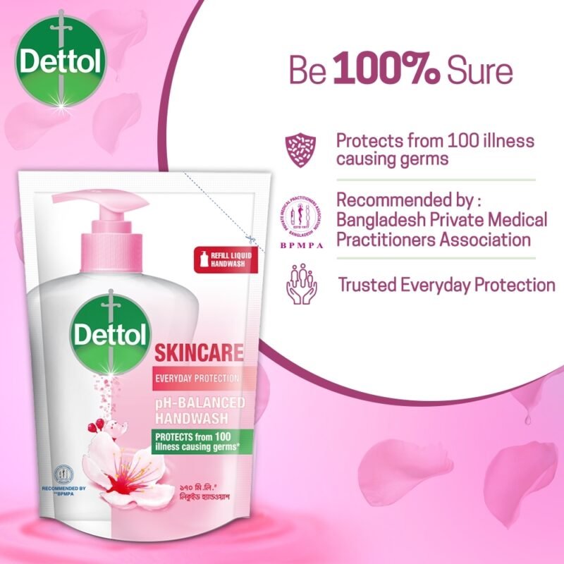 Dettol Handwash Skincare 170ml Refill, pH-Balanced Liquid Soap with Moisturizers - Image 3