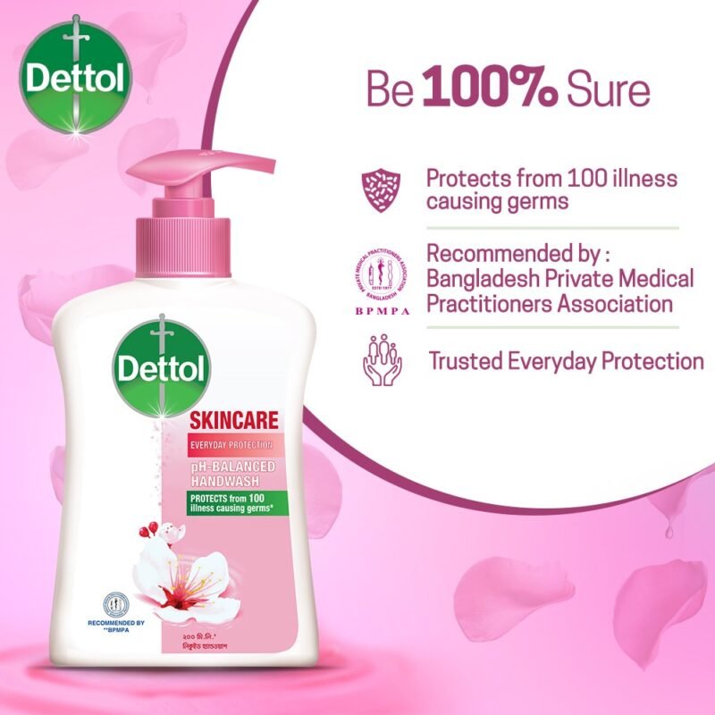 Dettol Handwash Skincare 200ml Pump, pH-Balanced Liquid Soap with Moisturizers - Image 3