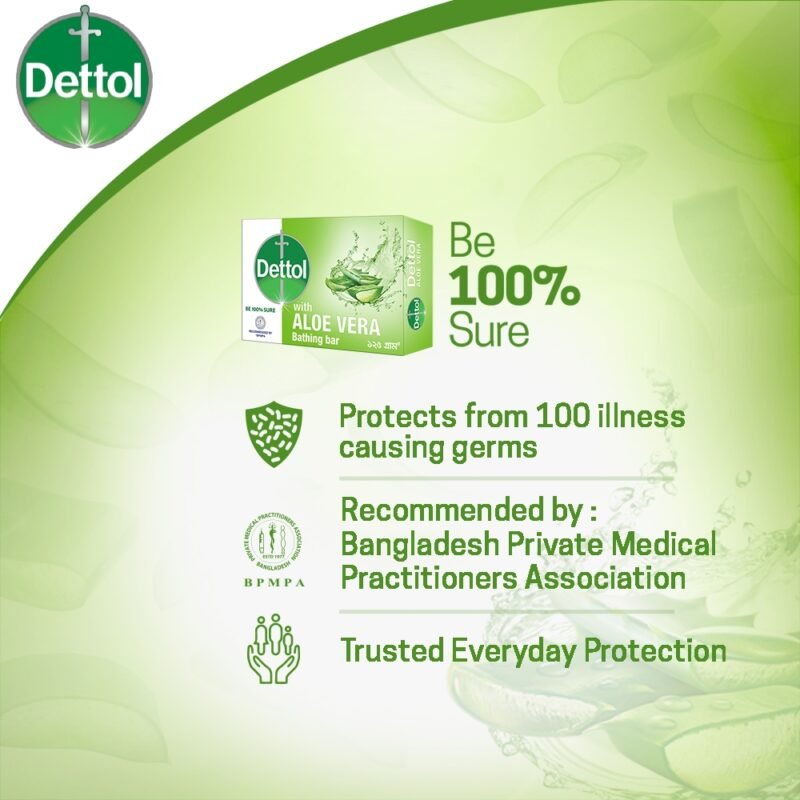 Dettol Soap Aloe Vera 125gm Bathing Bar, Soap with Aloe Vera Extract - Image 3