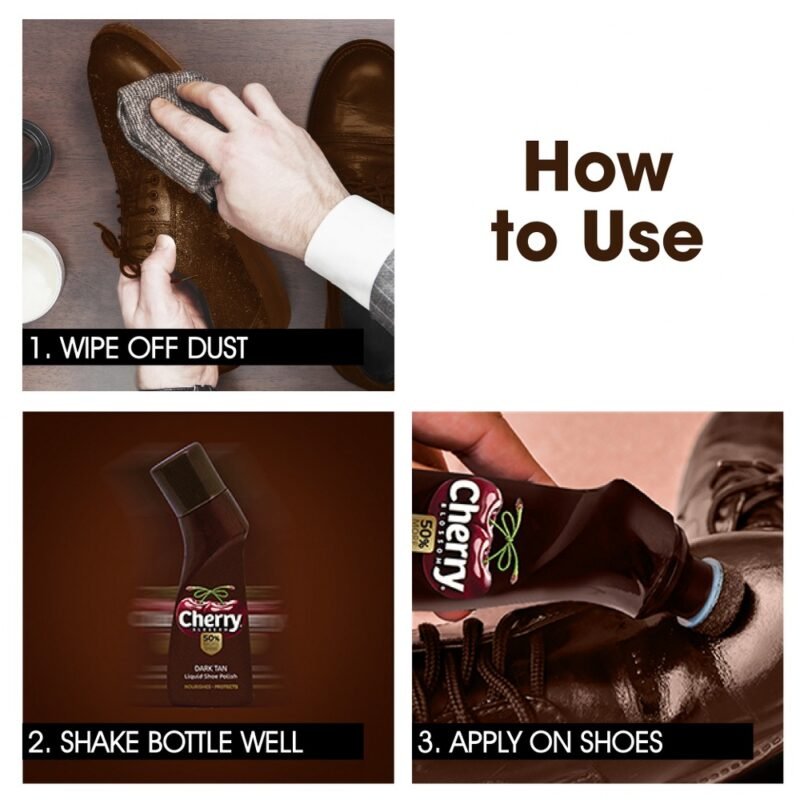 Cherry Shoe Polish Dark Tan 75ml - Image 3