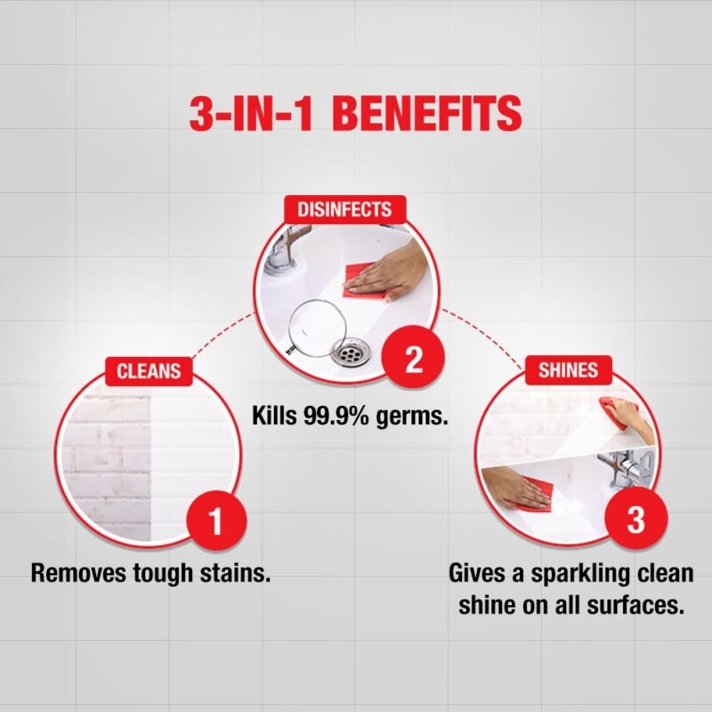 Harpic Bathroom Cleaner Liquid for Floor, Basin & Tiles, Rose Fragrance- 500ml - Image 3