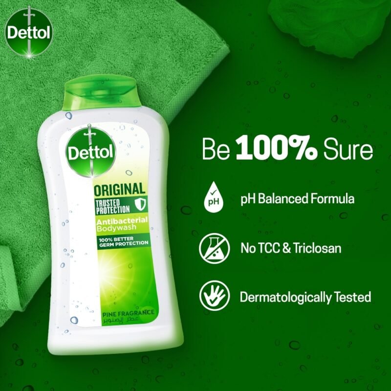 Dettol Antibacterial Body Wash Loofah Free Shower Gel Original Pine Fragrance with Trusted Protection 250ml - Image 3