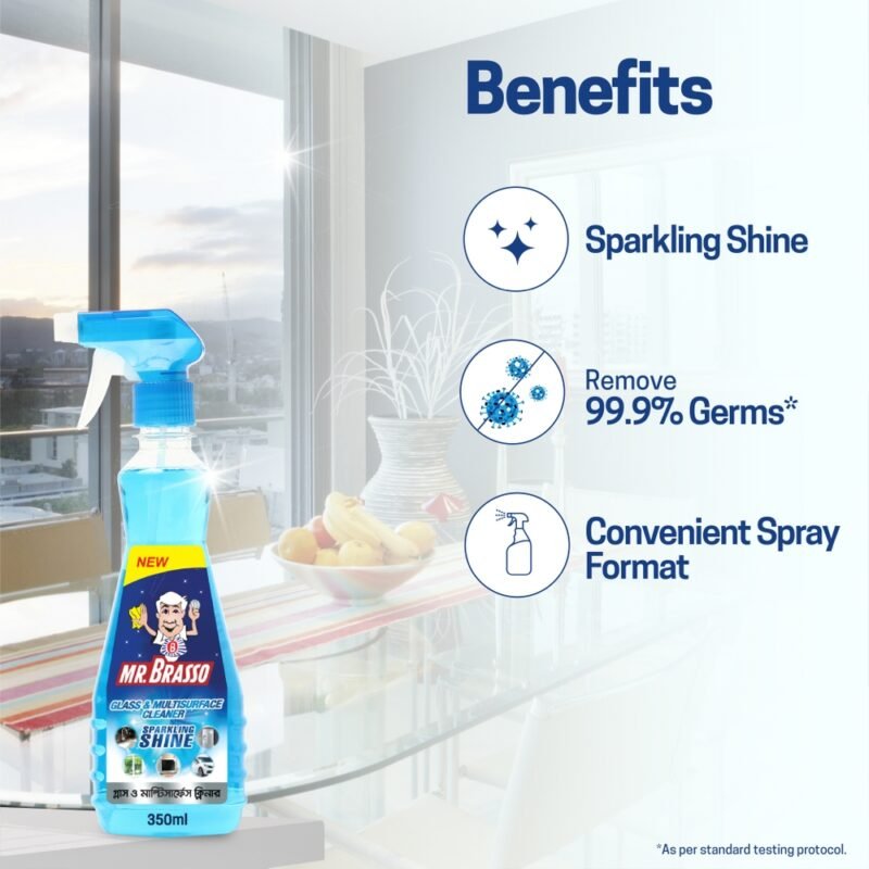 Mr. Brasso Glass & Household Cleaner Refill 350ml with Ultra Shine Formula for TV, Electronics, Fridge, Laminated Furniture, Mirror, Car Windshield - Image 3