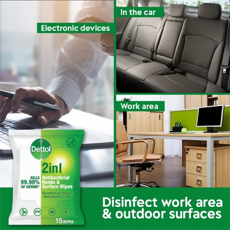 Dettol 2 in 1 Antibacterial Hand & Surface Disinfectant Wipes - Image 4