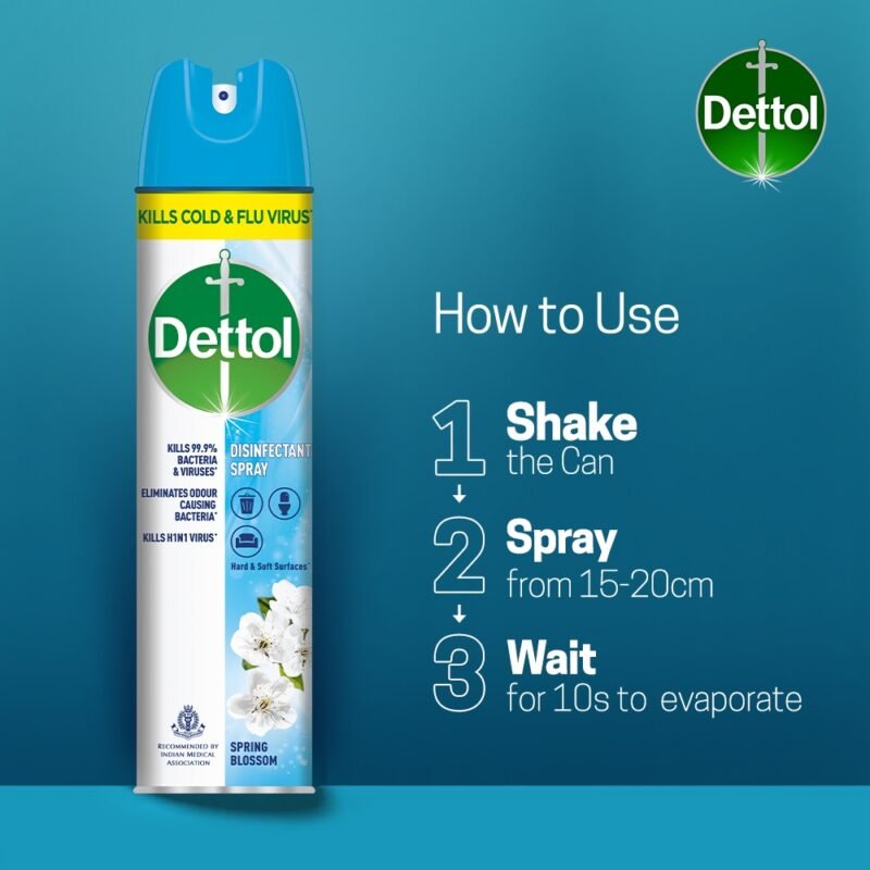 Dettol Disinfectant Spray Spring Blossom Fragrance, Sanitizer for Hard & Soft Surfaces, 225ml - Image 4